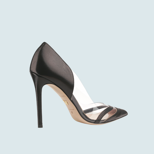 NIHA - GLASS PUMP IN SMOOTH LEATHER & PVC