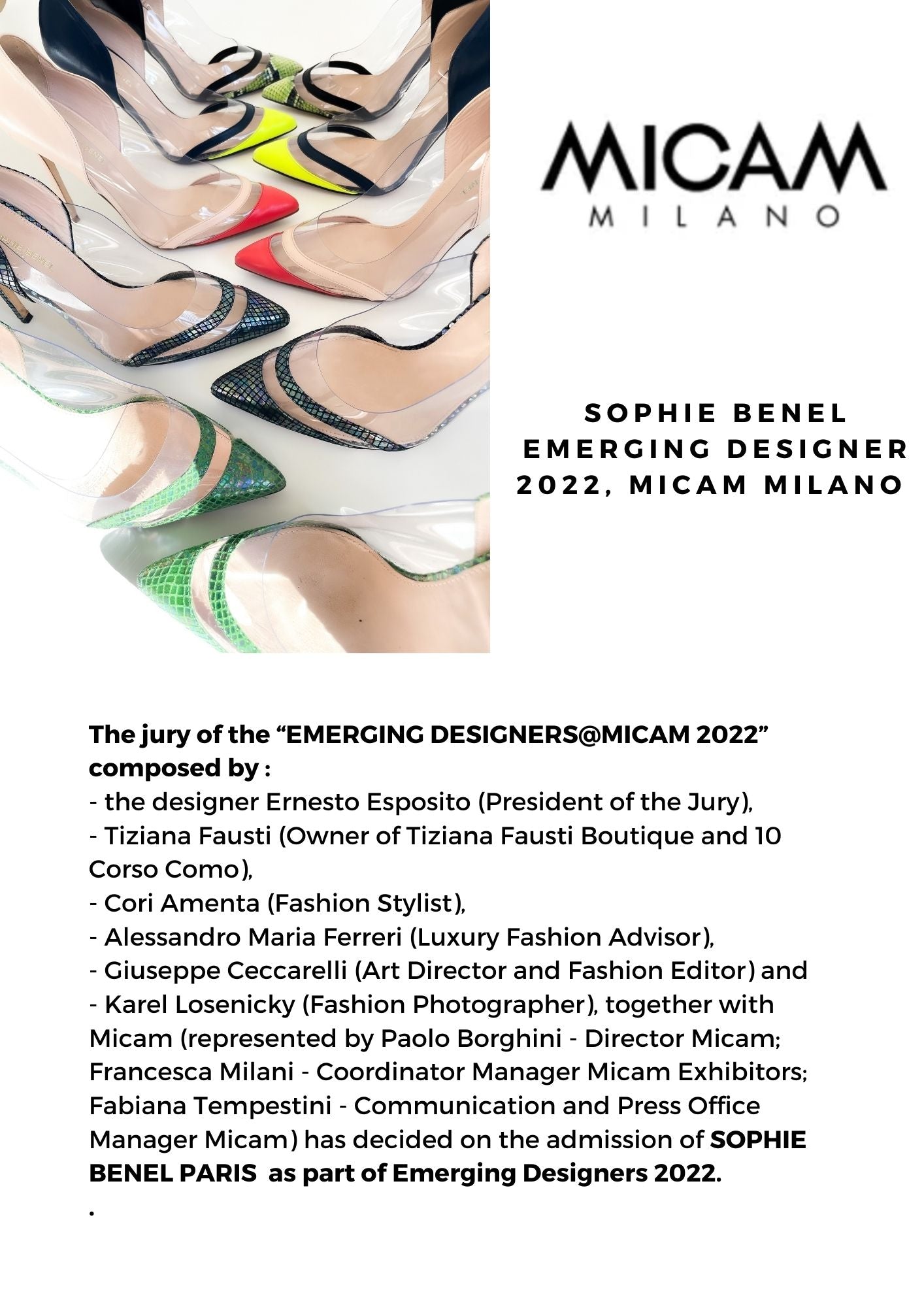 SOPHIE BENEL EMERGING DESIGNER WINNER