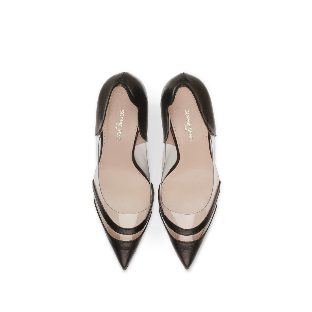 NIHA - GLASS PUMP IN SMOOTH LEATHER & PVC
