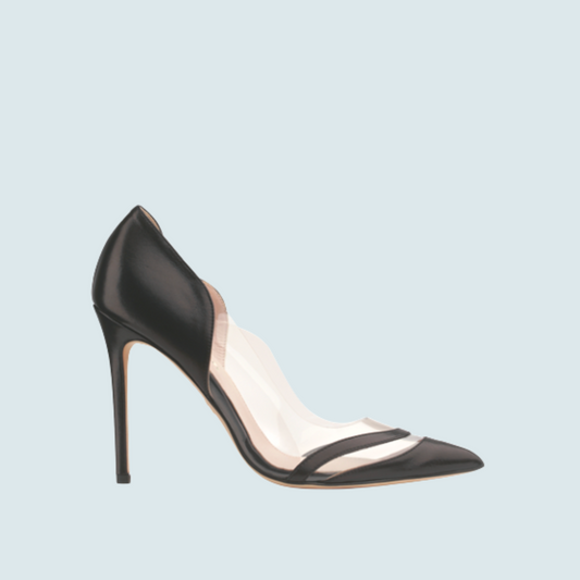 NIHA - GLASS PUMP IN SMOOTH LEATHER & PVC