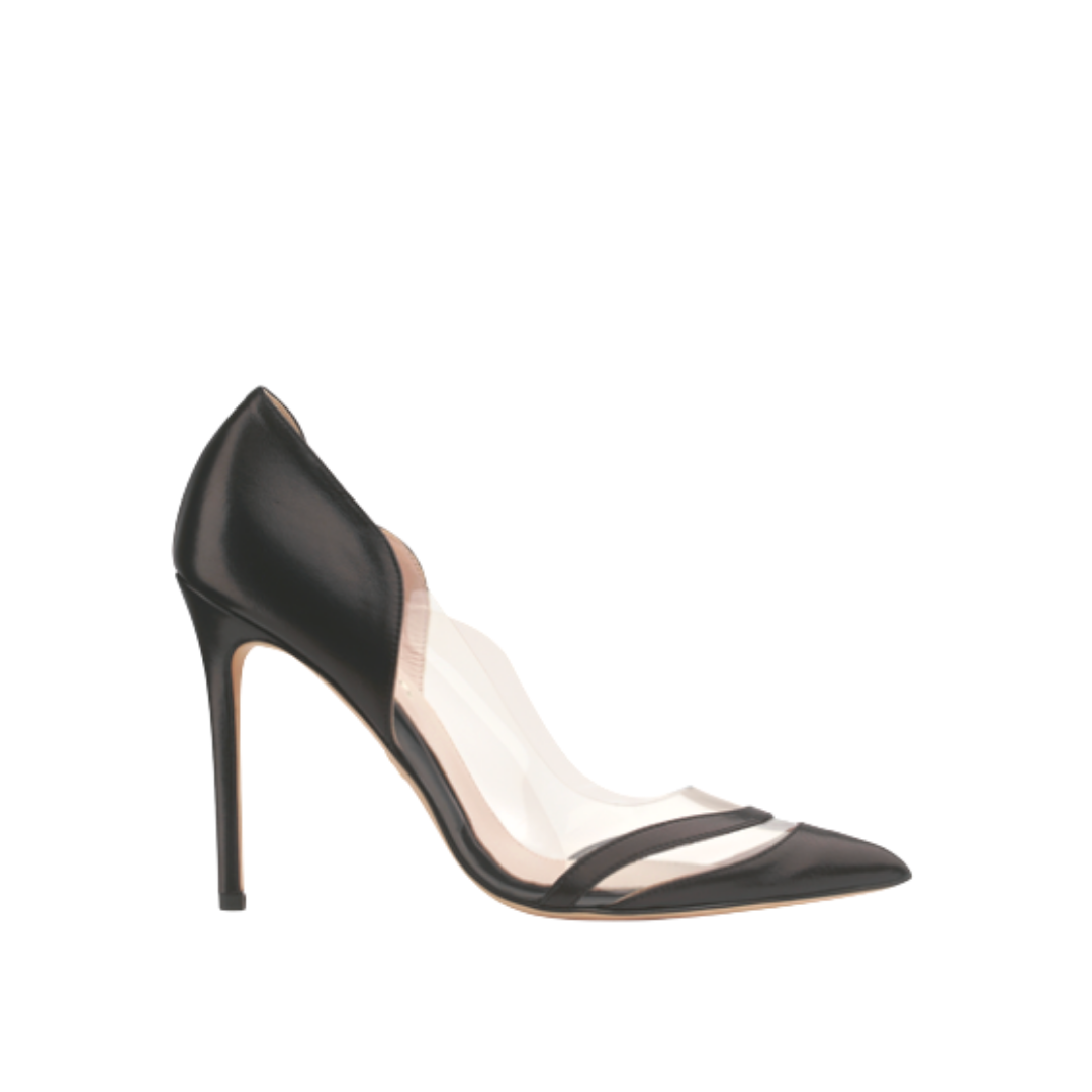 NIHA - GLASS PUMP IN SMOOTH LEATHER & PVC