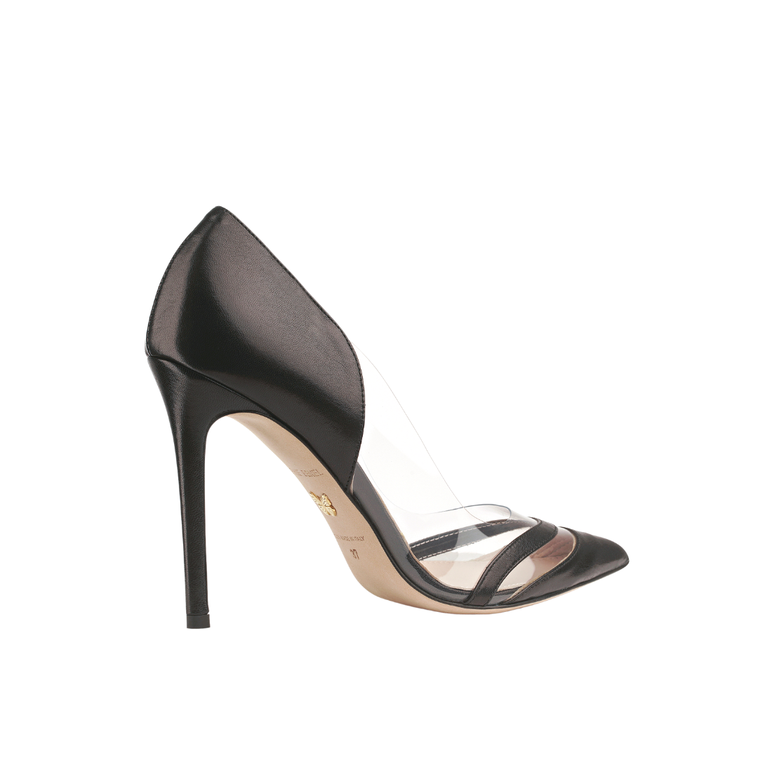 NIHA - GLASS PUMP IN SMOOTH LEATHER & PVC