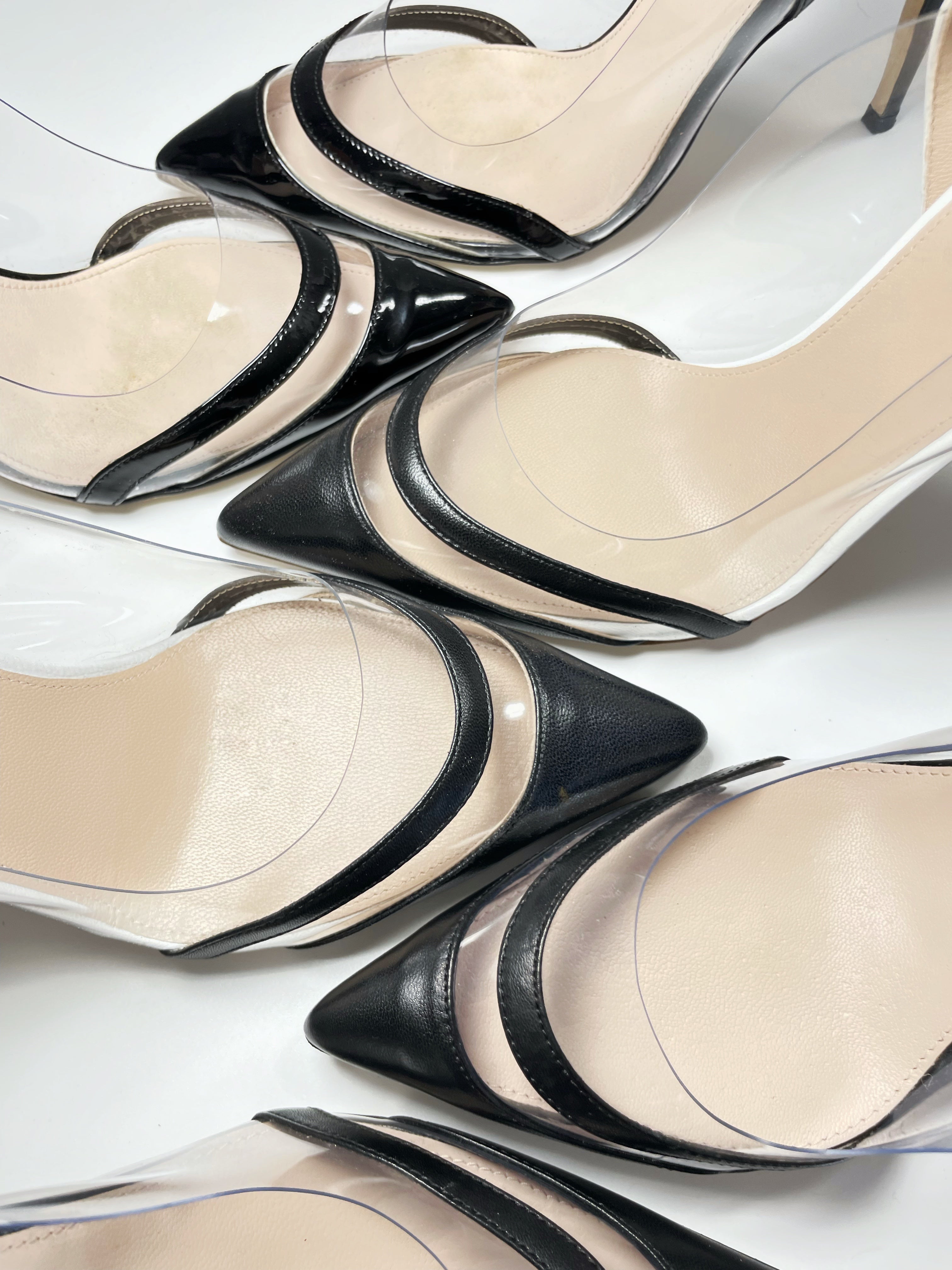 NIHA - GLASS PUMP IN BICOLOR SMOOTH LEATHER & PVC