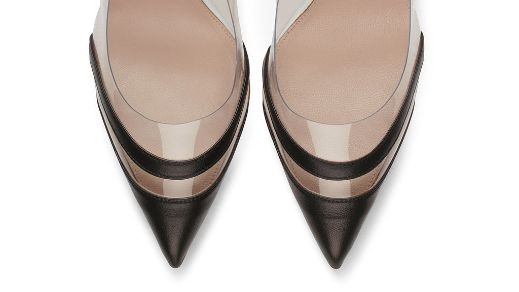 NIHA - GLASS PUMP IN BICOLOR SMOOTH LEATHER & PVC